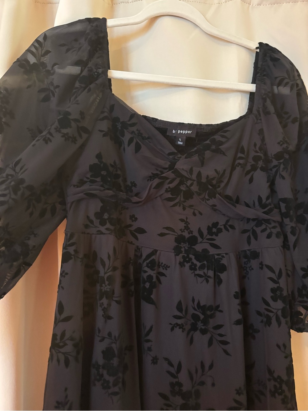 Black Floral Velvet-Print Women’s maxi dress